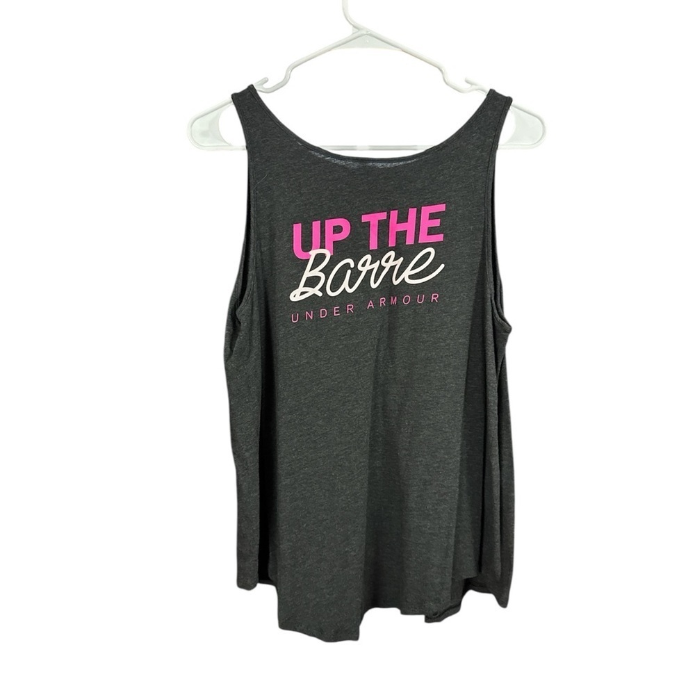 Under Armour Women's Dark Gray Tank Top with Pink Print